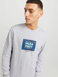 JACK & JONES Sweatshirt JJHUDSON Grau/Silber/Hellgrau/Hellblau/Blau