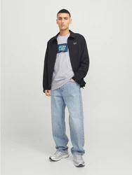 JACK & JONES Sweatshirt JJHUDSON Grau/Silber/Hellgrau/Hellblau/Blau