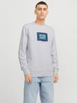 JACK & JONES Sweatshirt JJHUDSON Grau/Silber/Hellgrau/Hellblau/Blau