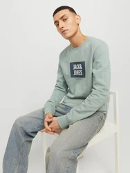 JACK & JONES Sweatshirt JJHUDSON Grün/Hellblau/Dunkelgrün
