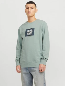 JACK & JONES Sweatshirt JJHUDSON Grün/Hellblau/Dunkelgrün