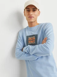 JACK & JONES Sweatshirt JJHUDSON Hellblau/Blau