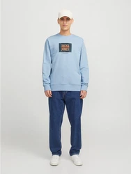 JACK & JONES Sweatshirt JJHUDSON Hellblau/Blau