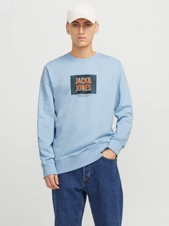 JACK & JONES Sweatshirt JJHUDSON Hellblau/Blau JACK & JONES Sweatshirt JJHUDSON Hellblau/Blau