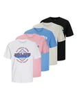 Jack & Jones Rundhalsshirt JJELOGO TEE SS O-NECK 2 COL SS25 Mischfarben/Weiß/Dunkelblau/Creme