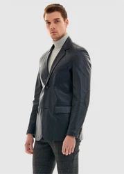 Pierre Cardin Lederjacke Dunkelblau/Dunkelgrau/Grau