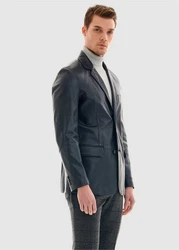Pierre Cardin Lederjacke Dunkelblau/Dunkelgrau/Grau