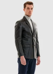 Pierre Cardin Lederjacke Dunkelgrün/Dunkelgrau/Khaki/Grau