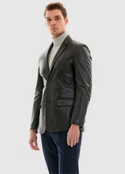 Pierre Cardin Lederjacke Dunkelgrün/Dunkelgrau/Khaki/Grau