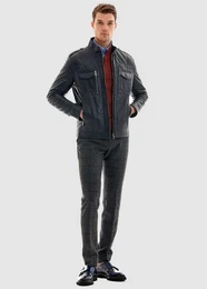 Lederjacke in tollem Stepp-Design