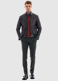 Lederjacke mit schickem Stepp-Muster