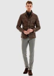 Lederjacke in tollem Stepp-Design