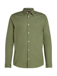 Tommy Jeans Herren Original Stretch Langarm Slim Fit Freizeithemd Dunkelgrün/Grün/Khaki