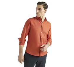 D'S DAMAT Langarmhemd Twn Slim Fit Oxford-Hemd Orange/Rot/Braun