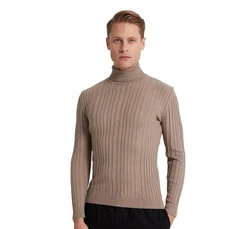 D'S DAMAT Polokragenpullover Slim Fit Rollkragenpullover Braun/Beige/Khaki/Grau