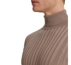 D'S DAMAT Polokragenpullover Slim Fit Rollkragenpullover Braun/Beige/Khaki/Grau
