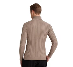 D'S DAMAT Polokragenpullover Slim Fit Rollkragenpullover Braun/Beige/Khaki/Grau