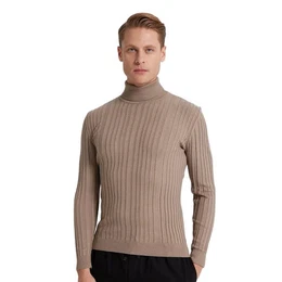 Polokragenpullover Ds Damat Slim Fit Rollkragenpullover aus schnurgebundener Baumwollmisc