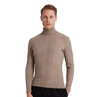 D'S DAMAT Polokragenpullover Slim Fit Rollkragenpullover Braun/Beige/Khaki/Grau