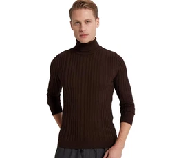D'S DAMAT Polokragenpullover Slim Fit Rollkragenpullover Dunkelbraun/Dunkelrot/Braun