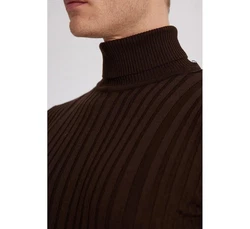 D'S DAMAT Polokragenpullover Slim Fit Rollkragenpullover Dunkelbraun/Dunkelrot/Braun