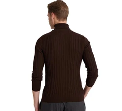D'S DAMAT Polokragenpullover Slim Fit Rollkragenpullover Dunkelbraun/Dunkelrot/Braun