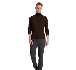 D'S DAMAT Polokragenpullover Slim Fit Rollkragenpullover Dunkelbraun/Dunkelrot/Braun