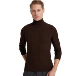 D'S DAMAT Polokragenpullover Slim Fit Rollkragenpullover Dunkelbraun/Dunkelrot/Braun
