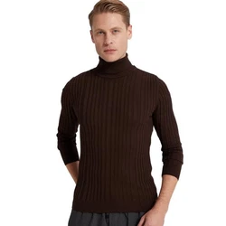 D'S DAMAT Polokragenpullover Slim Fit Rollkragenpullover Dunkelbraun/Dunkelrot/Braun