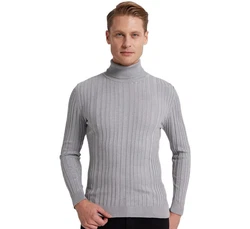 D'S DAMAT Polokragenpullover Slim Fit Rollkragenpullover Grau/Hellgrau