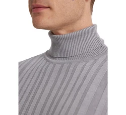 D'S DAMAT Polokragenpullover Slim Fit Rollkragenpullover Grau/Hellgrau