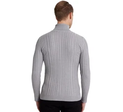 D'S DAMAT Polokragenpullover Slim Fit Rollkragenpullover Grau/Hellgrau