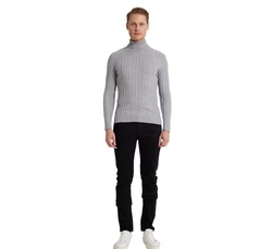 D'S DAMAT Polokragenpullover Slim Fit Rollkragenpullover Grau/Hellgrau
