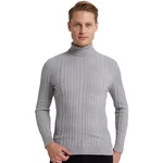 D'S DAMAT Polokragenpullover Slim Fit Rollkragenpullover Grau/Hellgrau