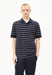 Armedangels Poloshirt MAARIO STRIPES Herren Dunkelblau/Blau