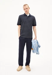 Armedangels Poloshirt MAARIO STRIPES Herren Dunkelblau/Blau