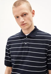 Armedangels Poloshirt MAARIO STRIPES Herren Dunkelblau/Blau