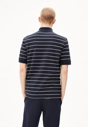 Armedangels Poloshirt MAARIO STRIPES Herren Dunkelblau/Blau