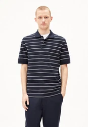 Armedangels Poloshirt MAARIO STRIPES Herren Dunkelblau/Blau