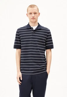 Armedangels Poloshirt MAARIO STRIPES Herren Dunkelblau/Blau