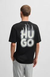 HUGO T-Shirt Dalsar 10259511 01 Schwarz/Beige/Gelb