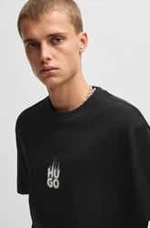 HUGO T-Shirt Dalsar 10259511 01 Schwarz/Beige/Gelb