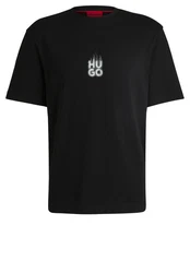 HUGO T-Shirt Dalsar 10259511 01 Schwarz/Beige/Gelb