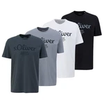 s.Oliver Herren T-Shirt Basic Logoprint Silber/Blau