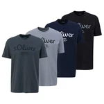 s.Oliver Herren T-Shirt Basic Logoprint Silber/Blau/Dunkelblau