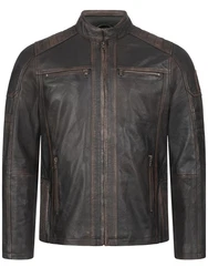 Rock Creek Lederjacke H-383 Dunkelbraun/Dunkelgrün/Braun/Grau/Khaki