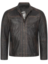 Rock Creek Lederjacke H-383 Dunkelbraun/Dunkelgrün/Braun/Grau/Khaki