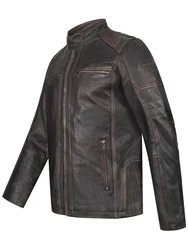 Rock Creek Lederjacke H-383 Dunkelbraun/Dunkelgrün/Braun/Grau/Khaki