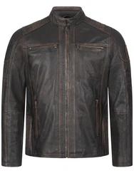 Rock Creek Lederjacke H-383 Dunkelbraun/Dunkelgrün/Braun/Grau/Khaki