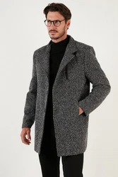 Buratti Wintermantel Slim Fit Grau/Dunkelgrau/Dunkelrot/Schwarz